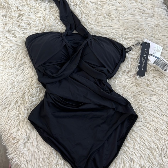 La Blanca Island Goddess Draped Bandeau One-Piece Swimsuit - Picture 5 of 11